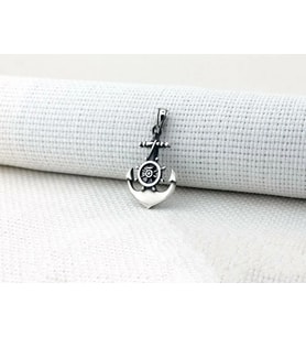 Çapa Dümen Tasarımlı 925 Ayar Gümüş Erkek Kolye Ucu