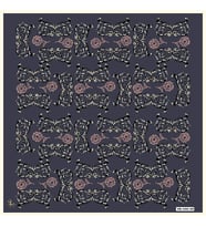 Barok Desen Black Seri Twill Eşarp Eşarp Askısı ile Birlikte 90x90 cm Füme-90x90
