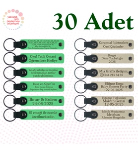 F Yeşili & S Kahve, Müzik Festivali Katılımcılarına Anı, 30’lu Set, Kişiye Özgü Yazılı Anahtarlık