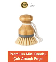 Mini Bambu Fırça Yuvarlak Sofra Temizleme Avuç İçi Mutfak Lavabosu Banyo Temizliği Tava Berber