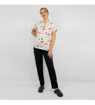 Unisex Yeşil Kelebek Desenli Likralı Cerrahi Hemşire Üniforma Takımı