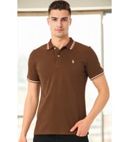 T9594 DEWBERRY ERKEK T-SHIRT-KAHVE