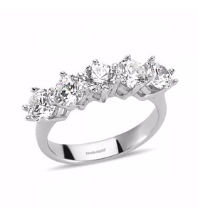 14 Ayar 5 Taş Altın Yüzük Swarovski Patentli Beyaz Altın
