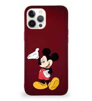 Apple iPhone 12 Pro Max Soft Premier Kapak Mickey Mouse-C Tasarımlı Silikon Kılıf - Mürdüm (Şeffaf)