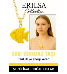 Sertifikalı Sarı Renkli Balık Model Sarı Turkuaz Taşı Kolye – Enerji, Şans ve Ruhsal Koruma Taşı (Çok Renkli)