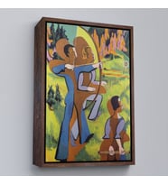 Çerçeveli Ernst Ludwig Kirchner - Okçular Tablosu - Archers (Kahverengi)