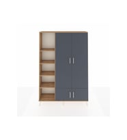 Arges Dolap 6 Raflı 4 Kapaklı Tek Askılı 132x30x195 Çam-Antrasit/Çam