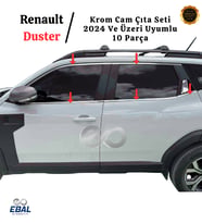 Renault Duster 2024 Üzeri İçin Krom Cam Çıta Seti 10 Parça Paslanmaz Çelik (Gümüş)