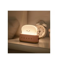 Sevimli Light Pembe Tost Gece Lambası, Şarjlı ve Pilli LED Işık (Krem)