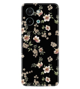 Vivo Y28 Kılıf Boutique Baskılı Resimli Siyah Fon Çiçek Pcode -045