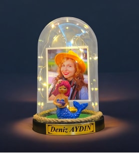 Kişiye Özel Led Lambalı Fanus ve Senin İçin Hediye Kartı - Kişiye Özel Hediye (Model 1)