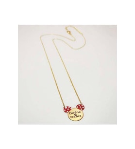 Gümüş Kolye - Kırmızı Kulaklı Mickey 925 Ayar Gümüş Sevgiliye,arkadaşa Hediye Kolye