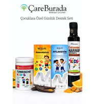 CareBurada Çocuklara Özel Günlük Destek Seti  Multivitamin, Kalsiyum D3, Keçiboynuzu ve Harnup Özü