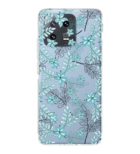 PrintiFy Xiaomi Mi 13 Pro Uyumlu Kamera Korumalı Floral Su Yeşili Tasarımlı Şeffaf Silikon Kılıf