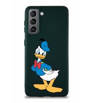 Samsung Galaxy S21 Soft Premier Kapak Donald Duck-D Tasarımlı Silikon Kılıf - Yeşil (Şeffaf)