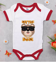 BK Kids Little Boss Tasarımlı Kırmızı Bebek Body Zıbın-3