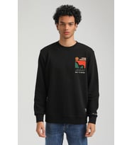Bisiklet Yaka Siyah Slim Fit Sweatshirt 23FWM60151