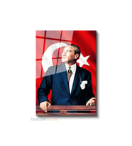 Dikey Cam Tablo Salon Duvar Tablosu Dikey Cam Cam Ata 016 Yeni Ev Hediyesi Ofis Tablosu