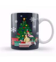 Cow And Chicken Around The Christmas Tree Kupa Bardak Porselen