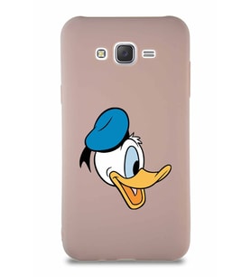 Samsung Galaxy J7 Core Soft Premier Kapak Donald Duck-F Tasarımlı Silikon Kılıf - Pudra (Şeffaf)