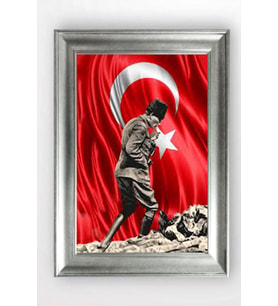 Gümüş Çerçeveli Atatürk Tablo cv1050