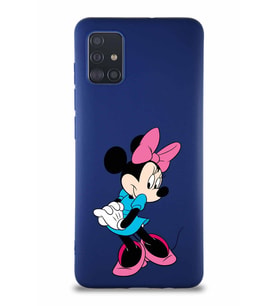 Samsung Galaxy A51 Soft Premier Kapak Minnie Mouse-F Tasarımlı Silikon Kılıf - Lacivert (Şeffaf)