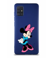 Samsung Galaxy A51 Soft Premier Kapak Minnie Mouse-F Tasarımlı Silikon Kılıf - Lacivert (Şeffaf)