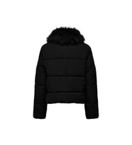 ONLY ONLMAGGI Fur Puffer Kadın Şişme Mont – Kürklü Kapüşonlu, Fermuarlı, Kışlık Ceket (Siyah)