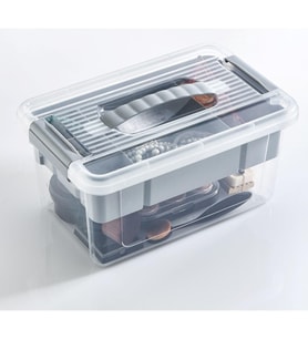 Bölmeli ve Katlı Plastik Organizer Makyaj Düzenleyici – Kilitli Takım Sandığı Organizer Kutu, Taşıma Kulplu Çok Amaçlı Düzenleyici, Katlı Saklama Kutusu (ASORTİ RENK) (9 Litre)