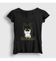 Presmono Kadın Siyah Catman Kedi T-Shirt 396072tt