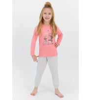Roly Poly 2569 Garson Winter Love Kız Çocuk Uzun Kol Pijama Takımı (Somon)