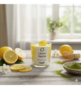 Mumelia Candles Matcha Temalı - Doğal Soya Cam Bardak Limon Tasarım Mum