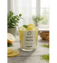 Lemon Matcha Mum - Mumelia Candles Doğal Soya Buzlu Limonlu Çay Temalı Cam Bardak Dekoratif Mum