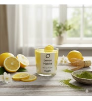 Mumelia Candles Matcha Temalı - Doğal Soya Cam Bardak Limon Tasarım Mum