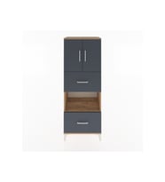 Hyperion Dolap 3 Raflı 2 Çekmeceli 2 Kapaklı 60x44x163 Çam-Antrasit