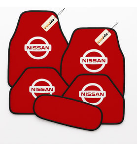 Nissan Logolu Oto Halı Paspas Seti – 5 Parça, Kaymaz, Kolay Temizlenebilir, Araca Uyumlu (Kırmızı)