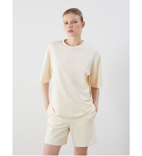 LCW Vision Ekru Oversize Soft Touch Kadın Tişört