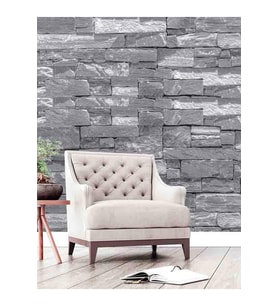 Dreamwall Taş Duvar Desenli Silinebilir Sağlıklı Tekstil Duvar Kağıdı (Çok Renkli)