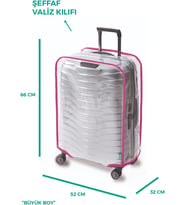 Çanta Şeffaf Valiz Koruycu Kılıfı, Bavul Koruyucu Kılıfı * PEMBE * (BÜYÜK)