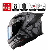 FX211X Fantastic Gri Motosiklet Kaskı Spoiler Mod Güneş Vizörlü Full Face Kask