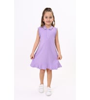 Toontoy Kız Çocuk Polo Yaka Etek Fırfırlı Elbise (Lila)