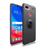 Oppo A5S Kılıf Yüzüklü Magnetli Ravel Case (Siyah)