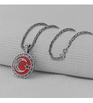 Gravur İşlemeliOrta Boy Ay Yıldız 925 Ayar Gümüş Erkek Kolye