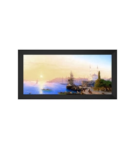 Eski İstanbul Motifli Kanvas Tablo 80 x 110 cm Siyah Çerçeve