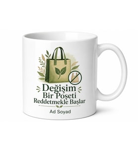 Bez Çanta Kullanmayı Alışkanlık Edenlere Plastik Düşmanı Kupa Bardak Hediye