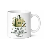 Bez Çanta Kullanmayı Alışkanlık Edenlere Plastik Düşmanı Kupa Bardak Hediye