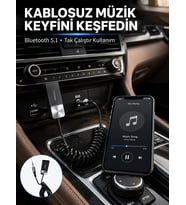 Usb Aux Bluetooth Adaptörü Kablosuz Ses Aktarım Cihazı