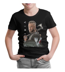 Vikings - Ragnar Axe Siyah Çocuk Tshirt