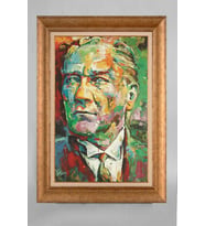 Altın Varaklı Paspartulu Çerçeveli Atatürk Tablo sd351