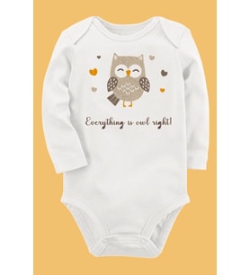 Organik Baskılı Pamuklu Unisex Bebek Body UZUNE243